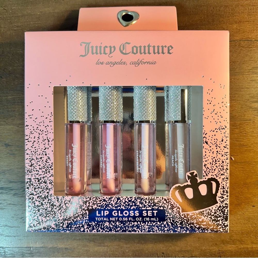Juicy Couture Shimmer Pink 4 pc Lip Gloss Set ~Cherry•Berry• Strawberry•Peach~
